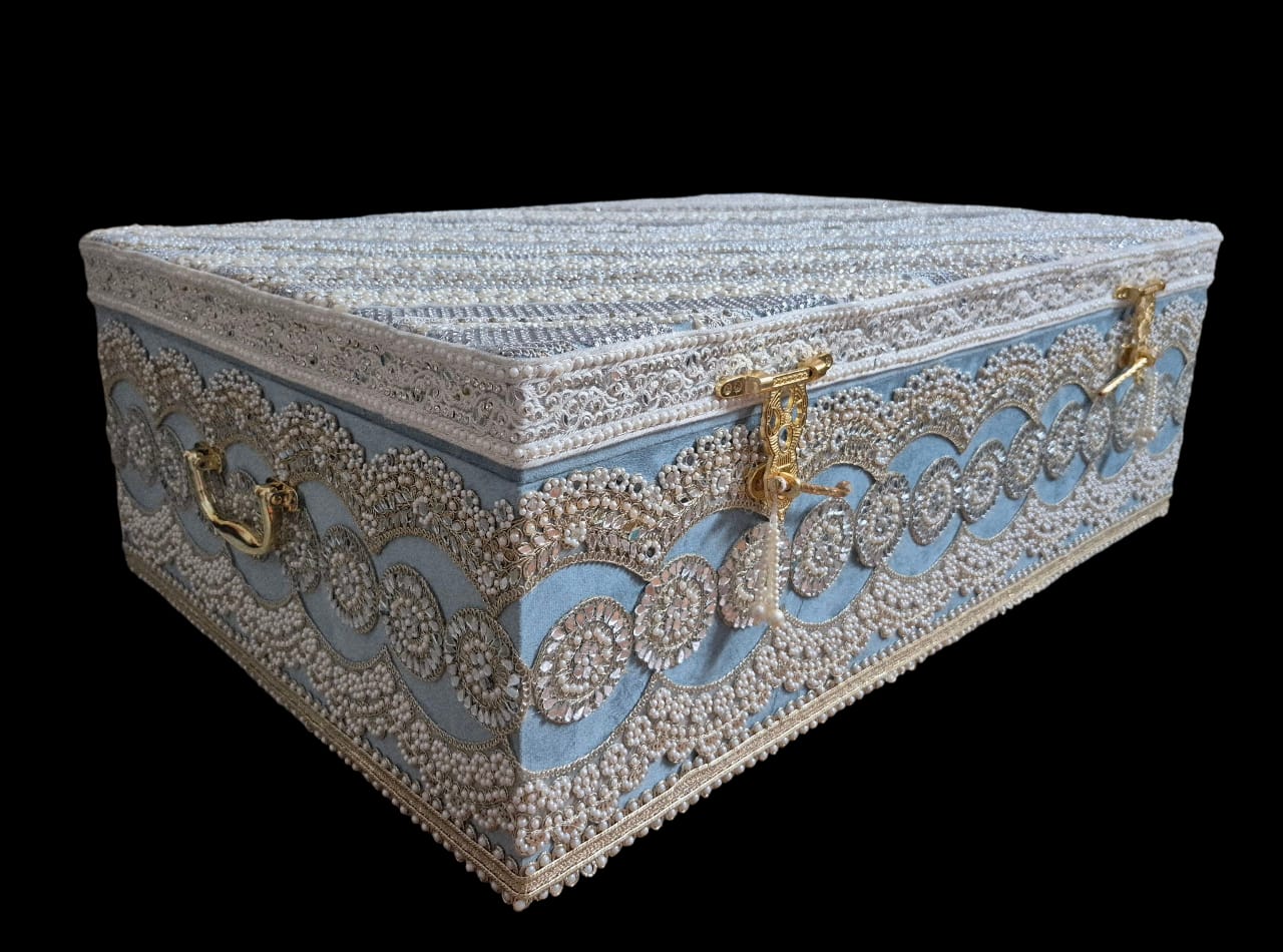 Handcrafted blue trunk box